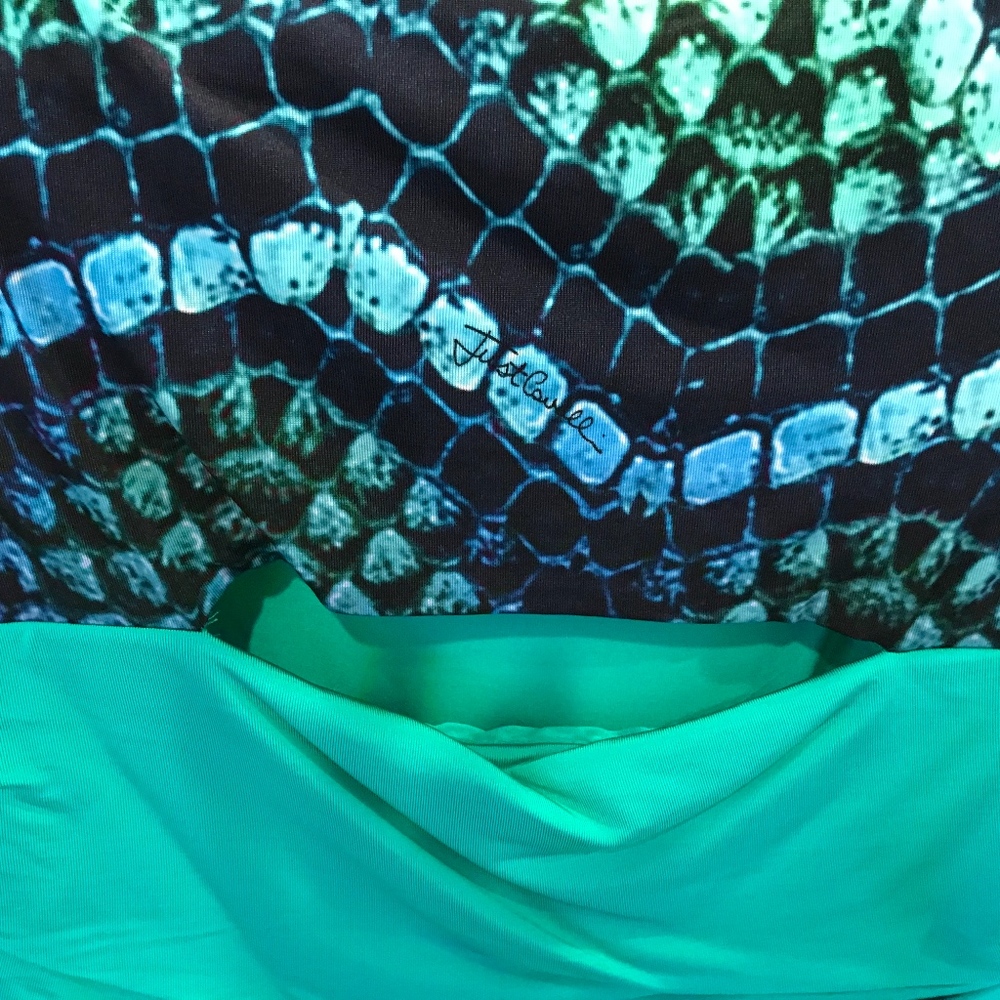 Cavalli Cut-out Dress In Kelly Green & Navy-NWOT - Picture 5 of 8
